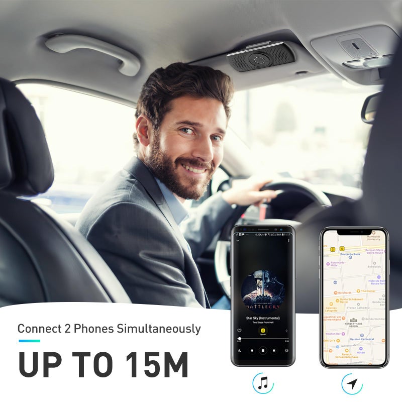 AGPTEK Car Speaker with Bluetooth 5.3, Hands Free Phone Kit for Calls, GPS & Music with TF Card Slot, Instant Connect, Siri Google Assistant Support Wireless Car Visor Clip Speakerphone (Black) - Image 3